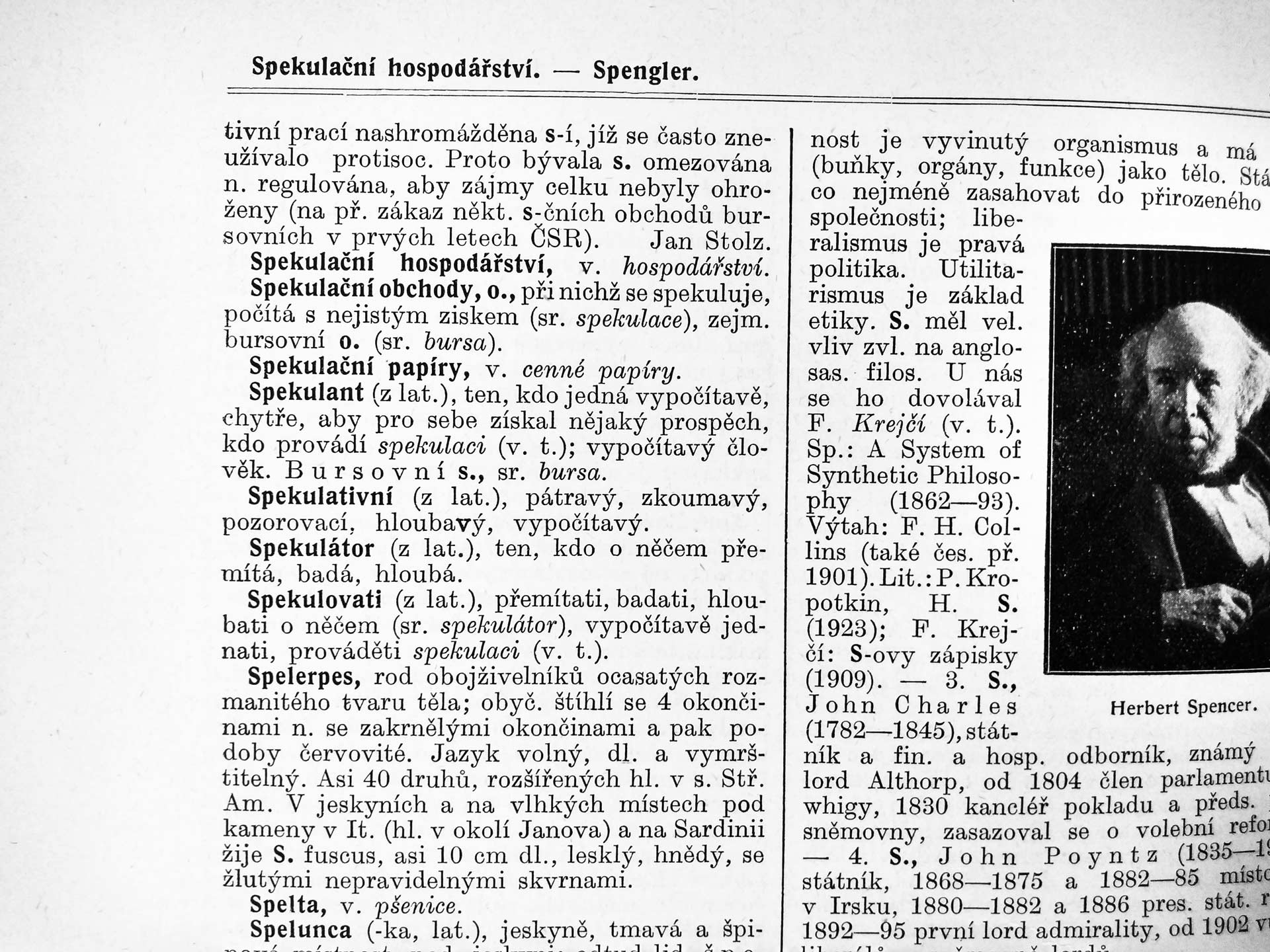 Definice Spekulace, Masarykův slovník naučný 